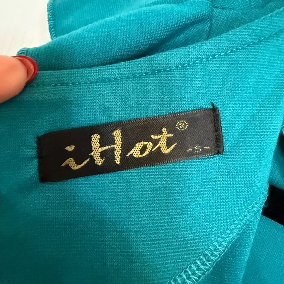 Teal and Black Floral Dress - Picture 3 of 5